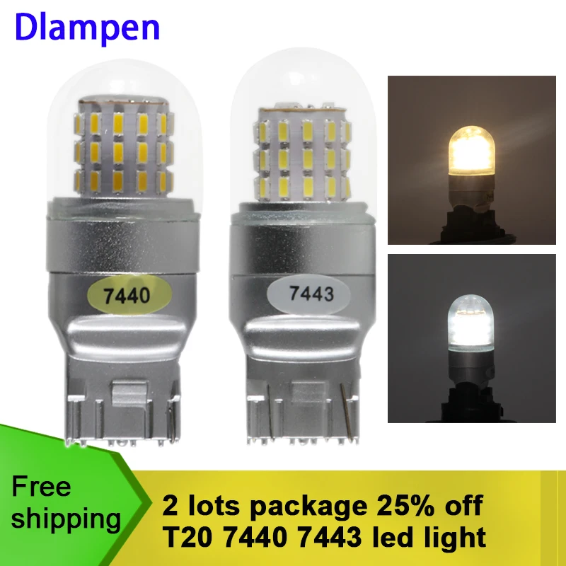 

LED lamp canbus T20 7440 W21W WY21W 7443 Dc 12v 24v 3W glass shell For Turn Signal Light Tail Lights Brake bulb smd 3014 39 leds