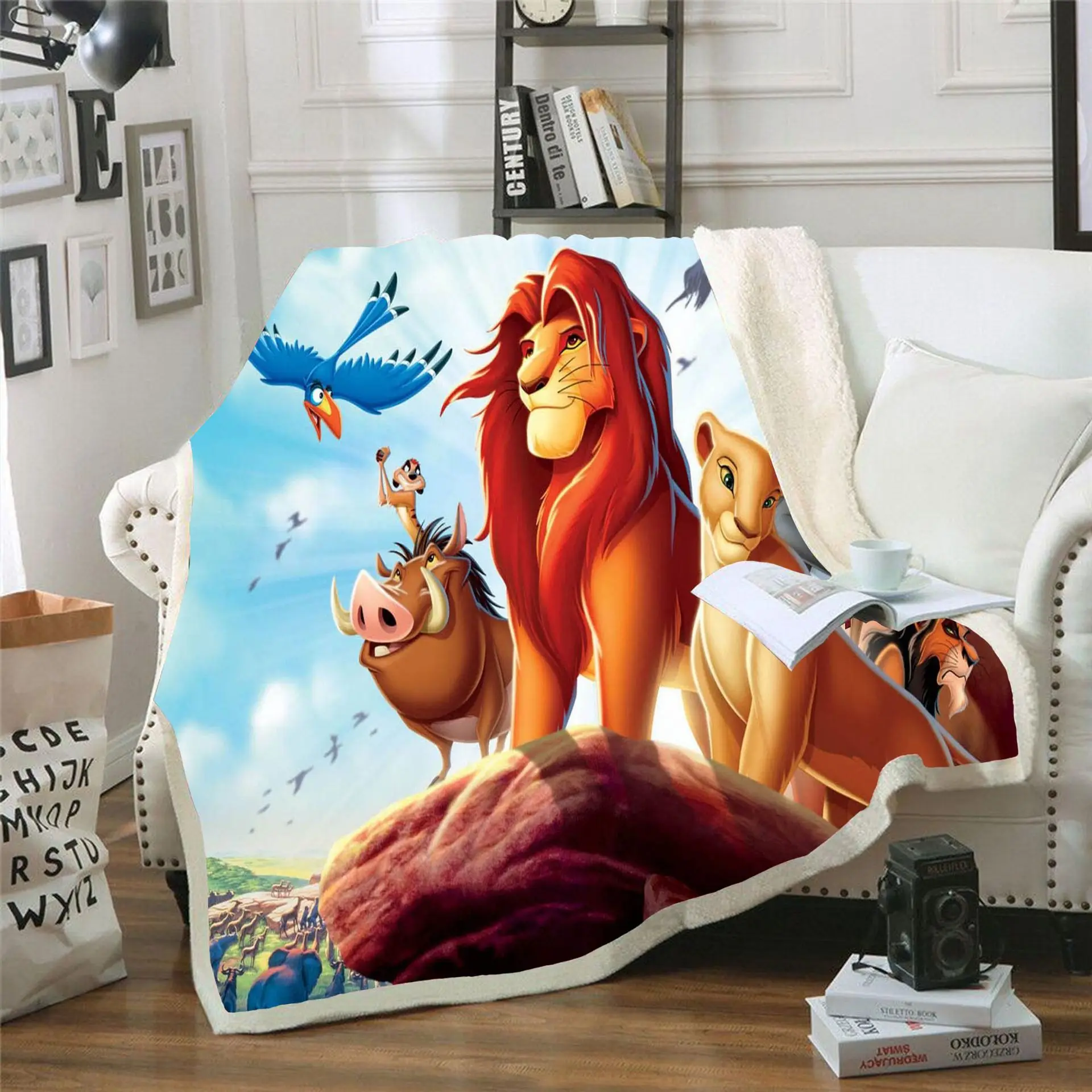 Lion King Simba 3d Printed Sherpa Blanket Thows Couch Quilt Cover