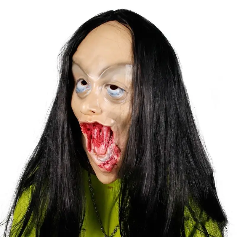 Halloween Horror Female Ghost Wig Mask Headgear Festival Party Game Supplies R7RB