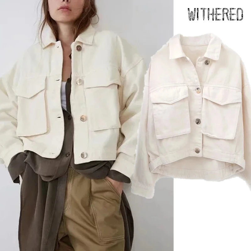 

Withered 2019 winter denim jacket women england vintage oversize loose boyfriend short jacket casaco feminino jaqueta feminina