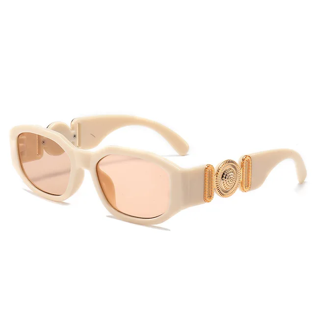 Small Rectangle Sunglasses Men Women Square Sun Glasses Travel Shades Vintage Retro UV400 Lunette Soleil Femme Gafas De Sol beige