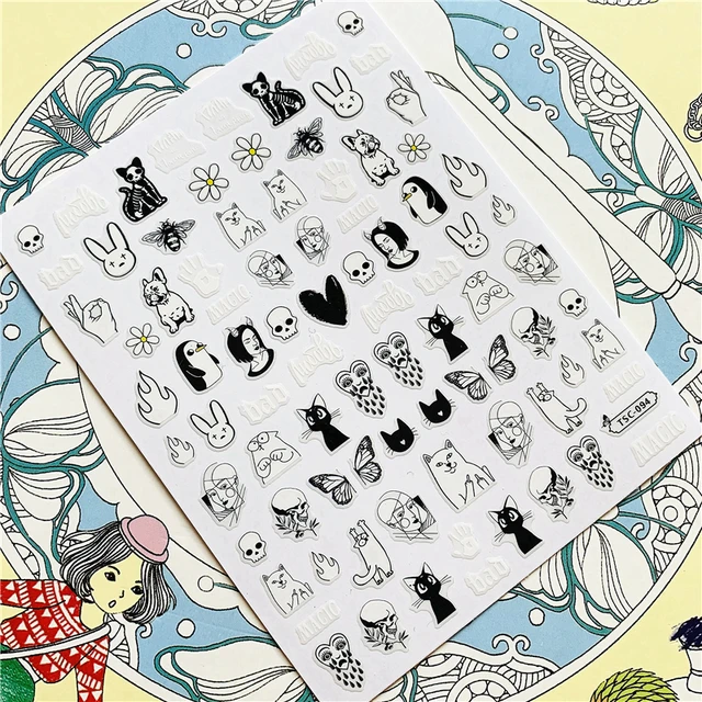 TSC-293 TSC-287 Japanese cartoon anime clown character 3D Back glue Nail Art Stickers Decals Sliders Nail ornament decoration TSC-094 N