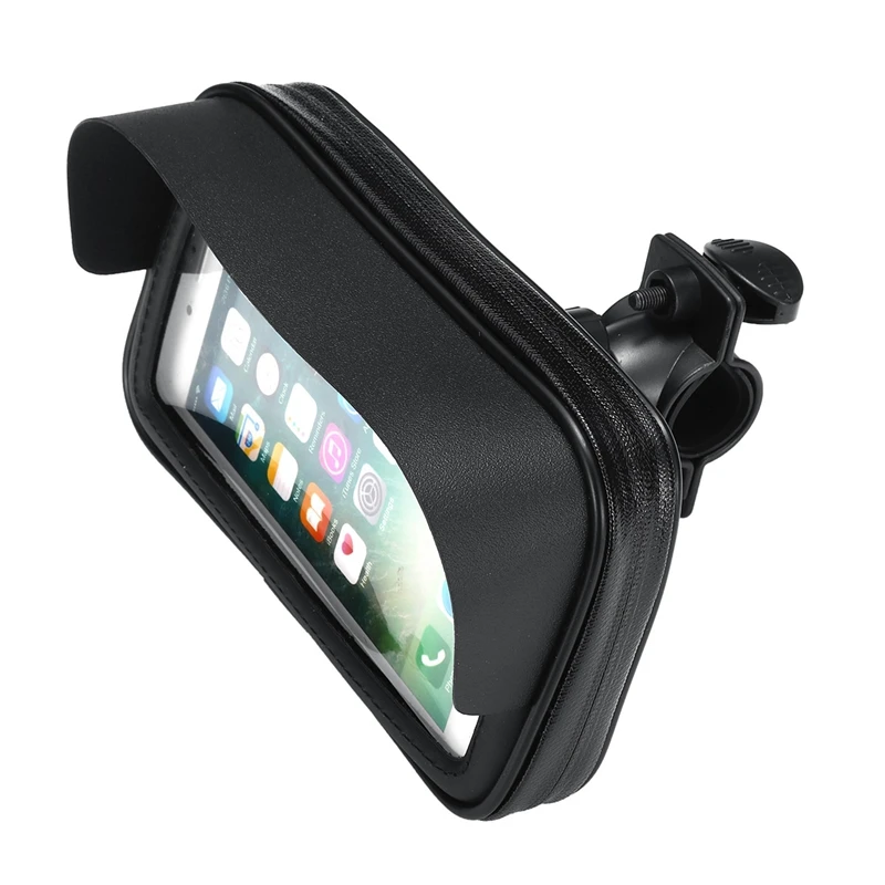 ABGZ-6.3 inch Scooter Motorcycle Handlebar Rear View Frame Bicycle Bicycle Mobile Phone Holder Waterproof Bracket Bag for Samsun