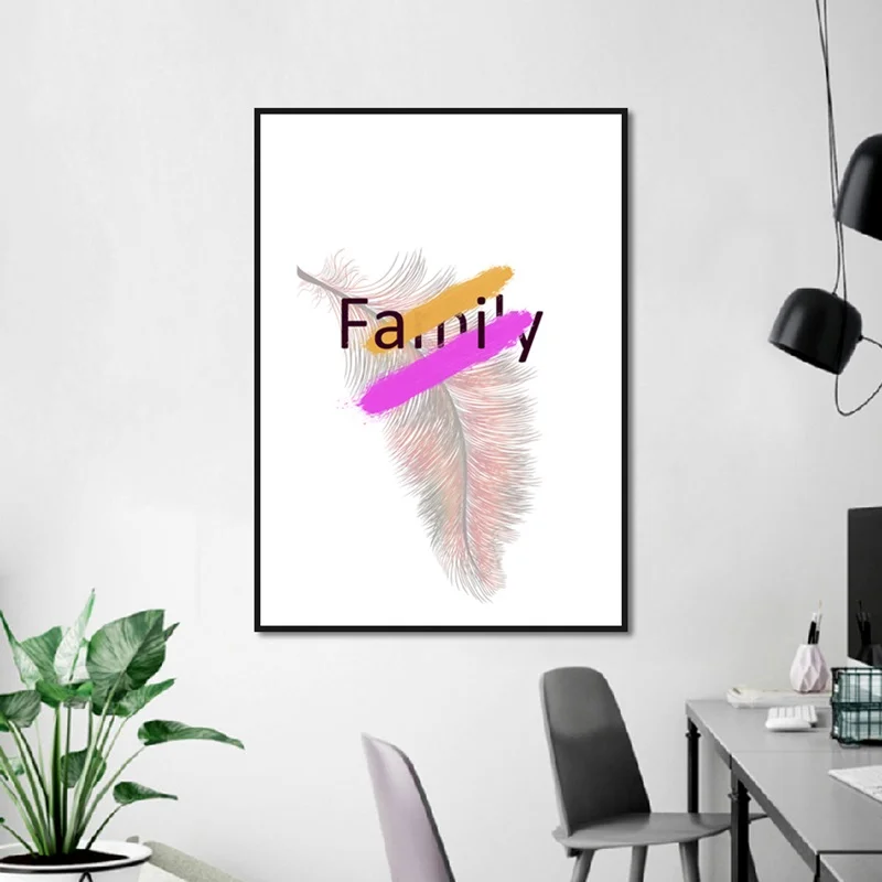 Tree Rings White Feather Alphabet Color Decorative Nordic Painting Wall Art Canvas Painting Home Living Room Decorative