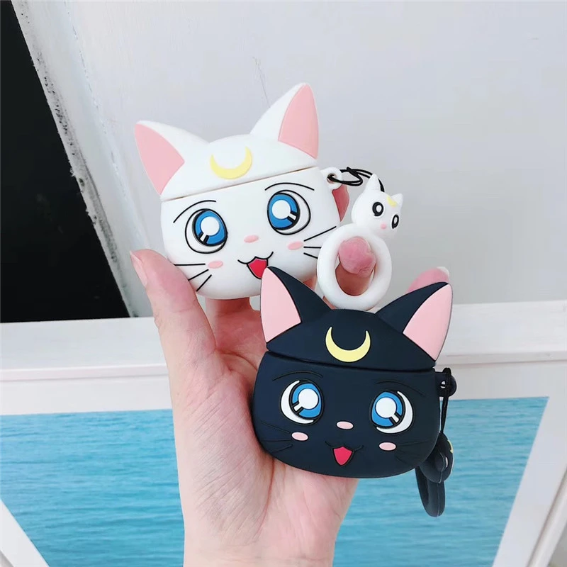 For Airpod 2 Case 3d Moon Cat Cartoon Soft Silicone Wireless Earphone Cases  For Apple Airpods Case Cute Cover Funda - Protective Sleeve - AliExpress