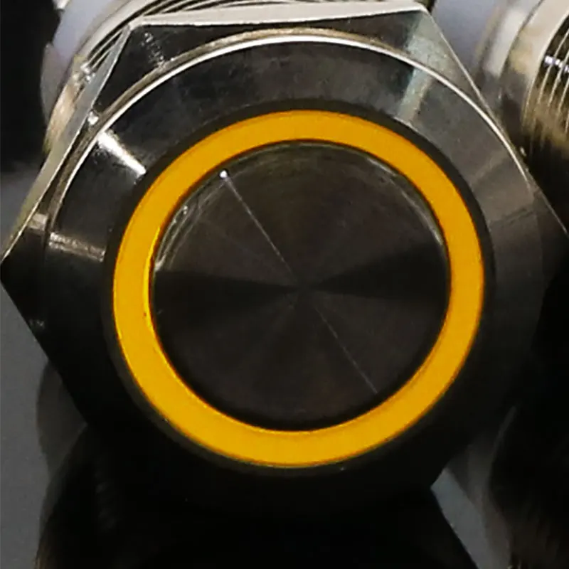 19 мм металлическая нажимная Водонепроницаемая кнопка переключателя моментальная Перезагрузка самосброса светодиодный светильник с подсветкой двигателя автомобиля PC мощность 3 в 5 в 12 В 24 В 220 В - Цвет: Цвет: желтый
