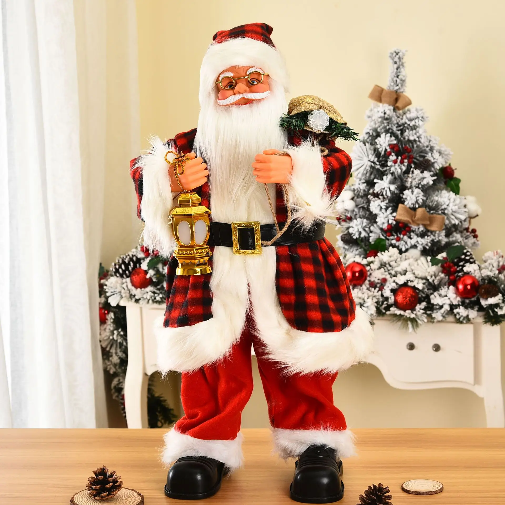 2022 Electric with Music Large Christmas Decorations for Home Santa Playing The Violin and New Year Gifts Children | Дом и сад