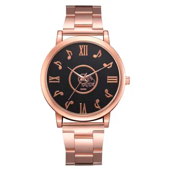 

Multicolor Unisex Round Quartz Wrist Watch Music Characters Shape Gift For Men Couple Watch Women Rose Gold Sliver Color New Hot