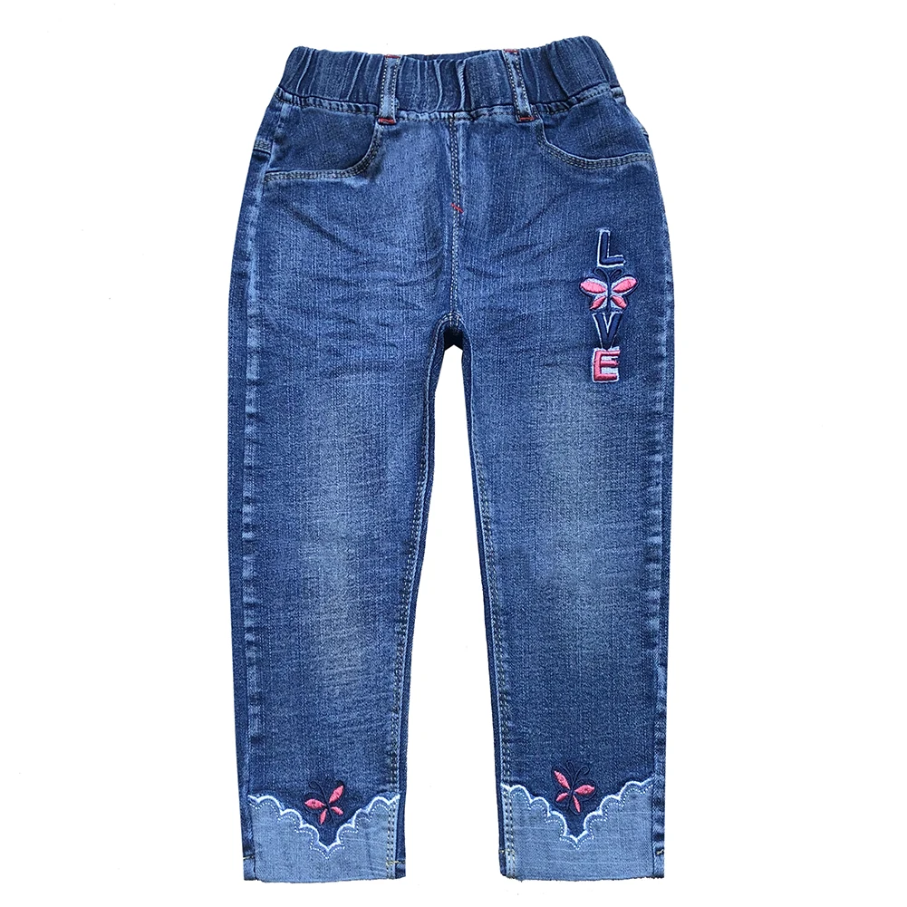 2-6Years Spring Autumn Children Girls Jeans Embroidered Denim Pants Trousers Kids Girl Cowboy Jeans