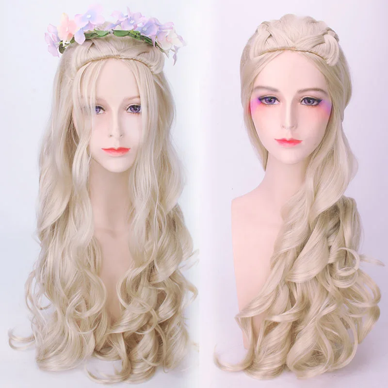 

Daenerys Cosplay Wig Game of Thrones A Song of Ice and Fire Silver&Blonde Long Curly Braid Cosplay Wig Anime party props