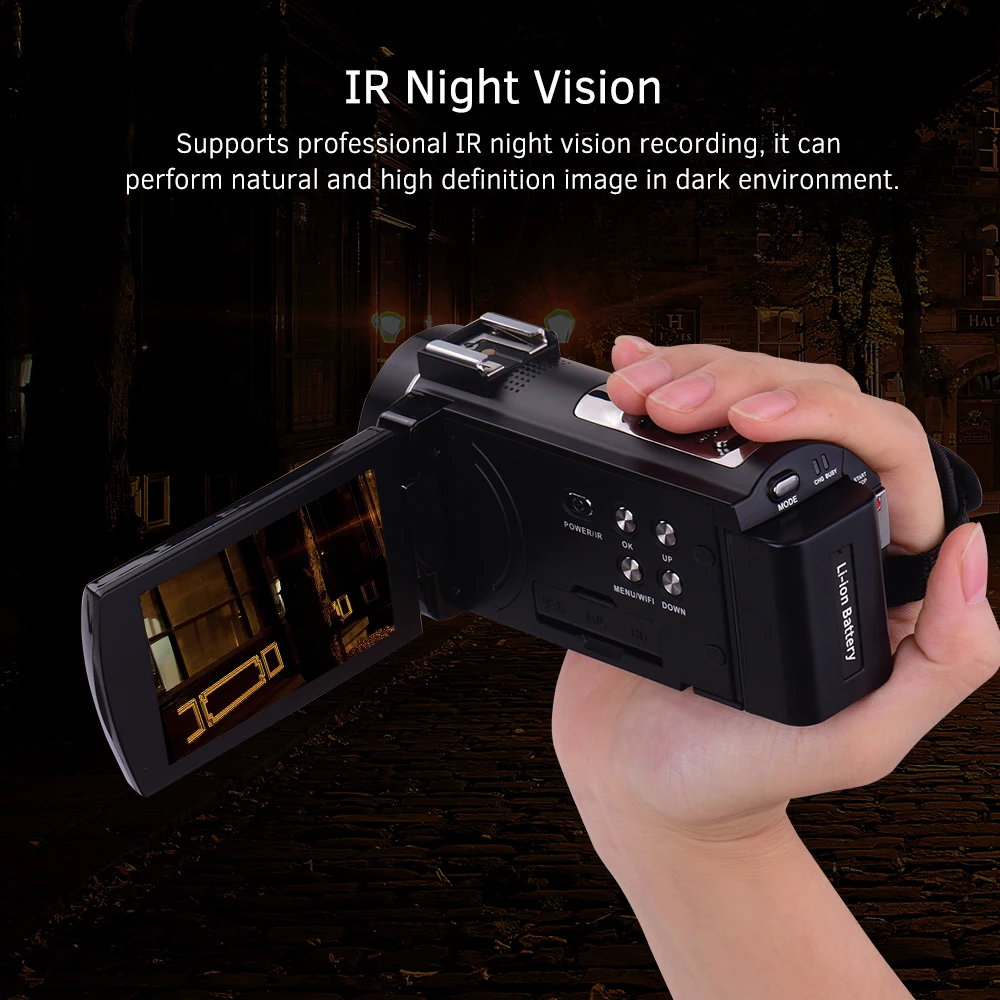 Andoer HDV-AE8 4K WiFi цифровая видеокамера DV рекордер 30MP 16X цифровой зум ИК ночного видения 3 дюйма ips lcd