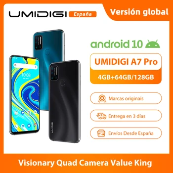 Перейти на Алиэкспресс и купить UMIDIGI A7 Pro Quad Camera Andriod 10 OS 6,3 дюймFHD + полный экран 64 Гб/128 ГБ ROM LPDDR4X Восьмиядерный процессор глобальная Версия Телефона