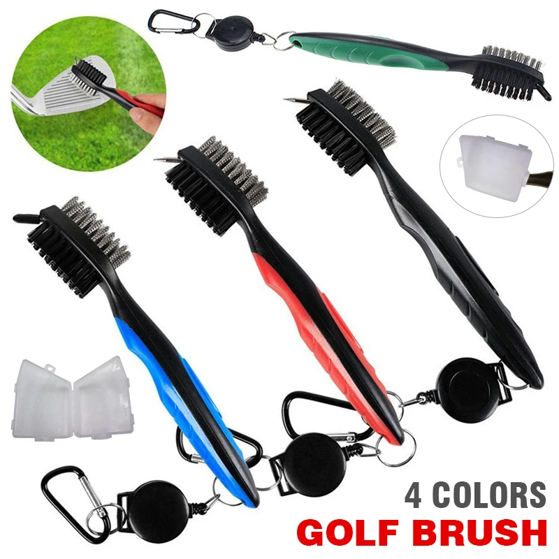 Складная двухсторонняя Очищающая щетка для клюшек Golf Stock с зажим петли легкого