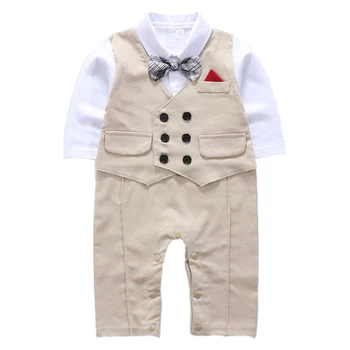 

Baby Boys Newborn Romper with Bowtie Children Clothes Long-sleeve Gentleman Jumpsuit 6-24 Months Boy Costume Birthday Gift