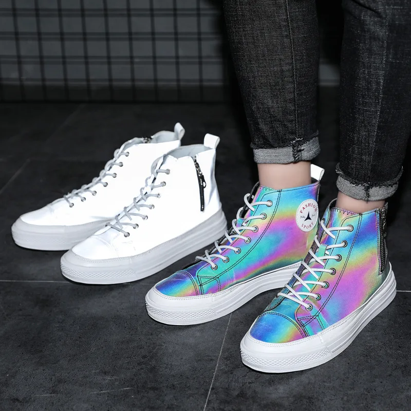 

2019 Summer New Style MEN'S SHOES Sail Daredevil Chameleon Reflective High-top Board Shoe Cloth Korean-style Sports Casual Trend