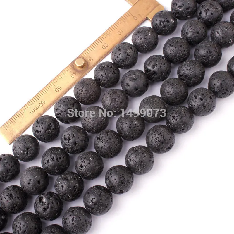 4,6, 8,10 мм круглая бусина черная лава натуральный камень бусины для DIY ожерелье браслет серьги ювелирных изделий 1"