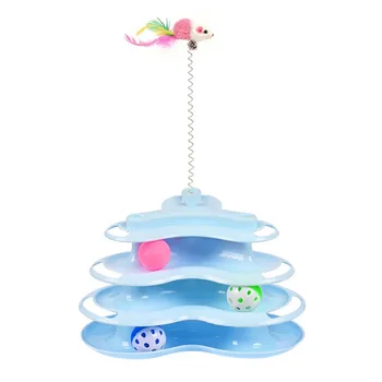 

Cat Toy Creative Three-layer Turntable Teasing Interactive Toy For Pet Cats With Mouse On Spring And Ball Toy