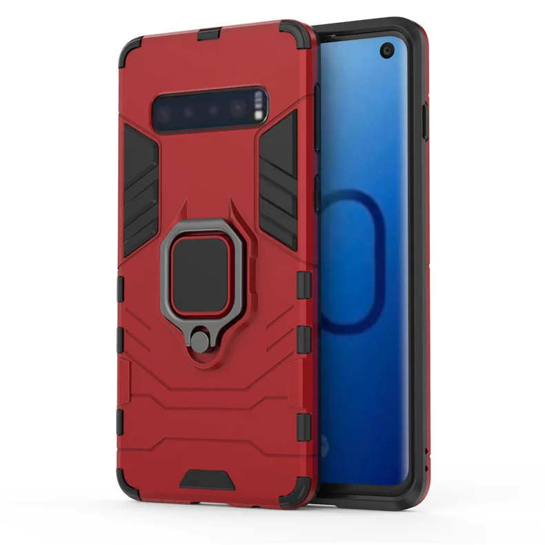 Для Samsung S10 бронированный чехол для телефона стильный с невидимым кольцом на палец противоударный чехол для 6,1 дюймов S10 - Цвет: Red