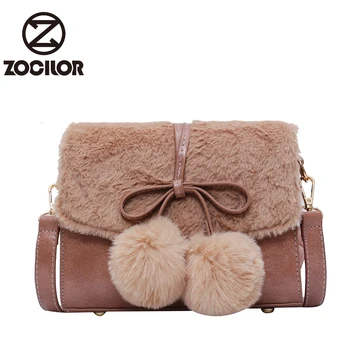 

Fashion Hairball women bag Pu Leather Saddle Bags For Women Small Crossbody Messenger Bag Female Travel Handbags