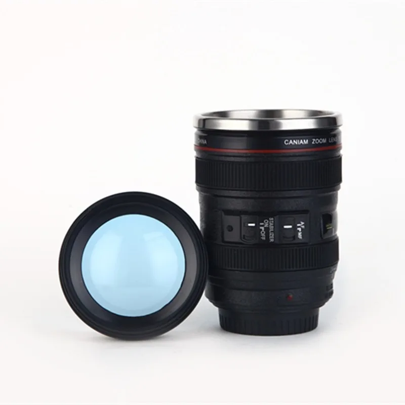 

2019 Creative Camera Lens Coffee Cup Stainless Steel Milk Tea Cup with Lid New Year Gift Drink Water Bottle Travel Coffee Cup