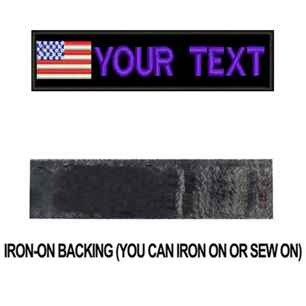 purple iron on Пользовательские флаг США армии военные имя патчи персонализированные железные на крючок подложки - Цвет: purple iron on