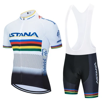 

New 2020 Red Astana Cycling team jersey 19D bike shorts set Quick Dry Mens Bicycle clothes team pro BIKE Maillot Culotte
