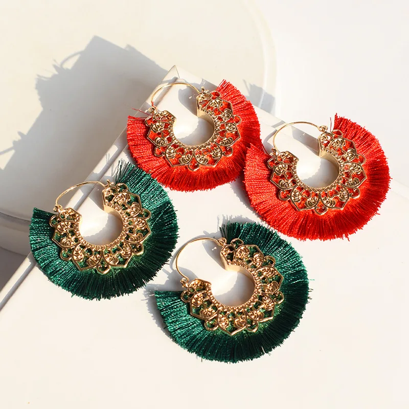 Handmade Fanshaped Flower Tassel Earrings Fashion Jewelry 2021 Long Big Dangle Moda Mujer Ohrringe Brincos Party Gift | Украшения и