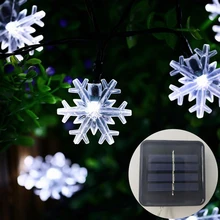 Солнечный светодиодный гирлянда в виде снежинки 5-52 м водонепроницаемый Сказочный свет Рождественская Свадебная гирлянда садовая лужайка дерево наружное украшение