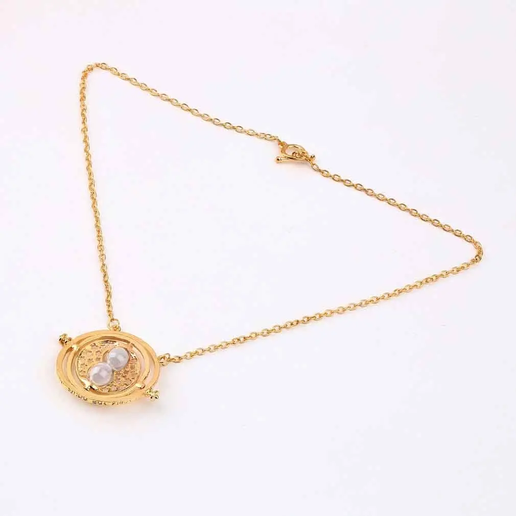 GENBOLI Time Turner Necklace Rotating Spins Gold Hourglass Pendant Vintage Round Men Women Jewelry Christmas Gift For Children | Украшения