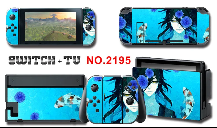 1set New Cute Anime Full Body Sticker for NS Switch Protective Cover Skin Colorful Art for Game Console Joy-Con Controller Decor