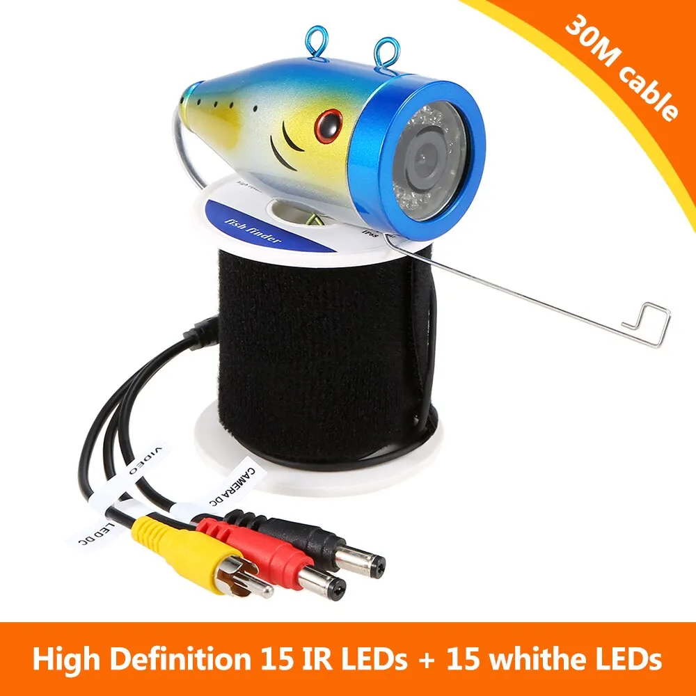 30PCS LEDs Night Vision Fish Finder Equipment 1000TVL TFT Monitor Waterproof Underwater Video Camera Kit Fish Finder