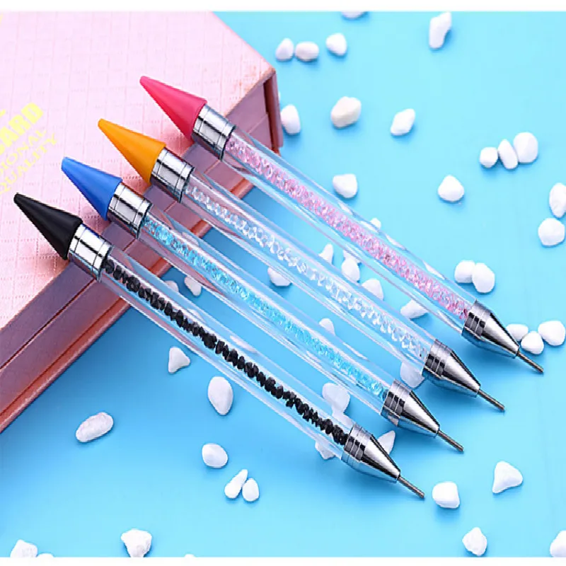 

1Pcs Set UV Gel Painting Nail Art Dotting Pen Acrylic Handle Rhinestone Crystal 2 Way Brush Salon Decoration Manicure Tools Kit