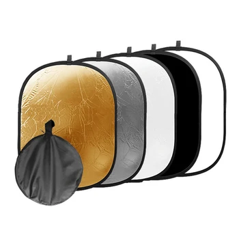 

5 In 1 Reversible Oval Collapsible Outdoor Photo Studio Reflector Backdrop Non-Slip Photography Lighting Zipper With Carry Bag