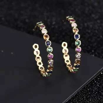 

2019 New 925 Silver Colorful Hoop Earring for Women Gold Circle Fine Jewelry Gift