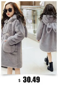 30 degrees Children Baby girl clothing Winter Thicken Parka Kids Faux Fur Hooded Coat Plus velvet Jackets clothes snowsuit