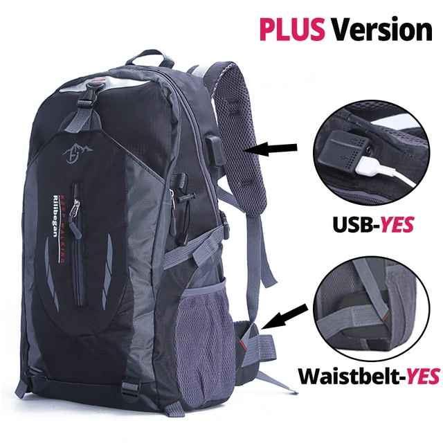Quality Nylon Waterproof Travel Backpacks Men Climbing Travel Bags Hiking Backpack Outdoor Sport School Bag Men Backpack Women Black PLUS Version