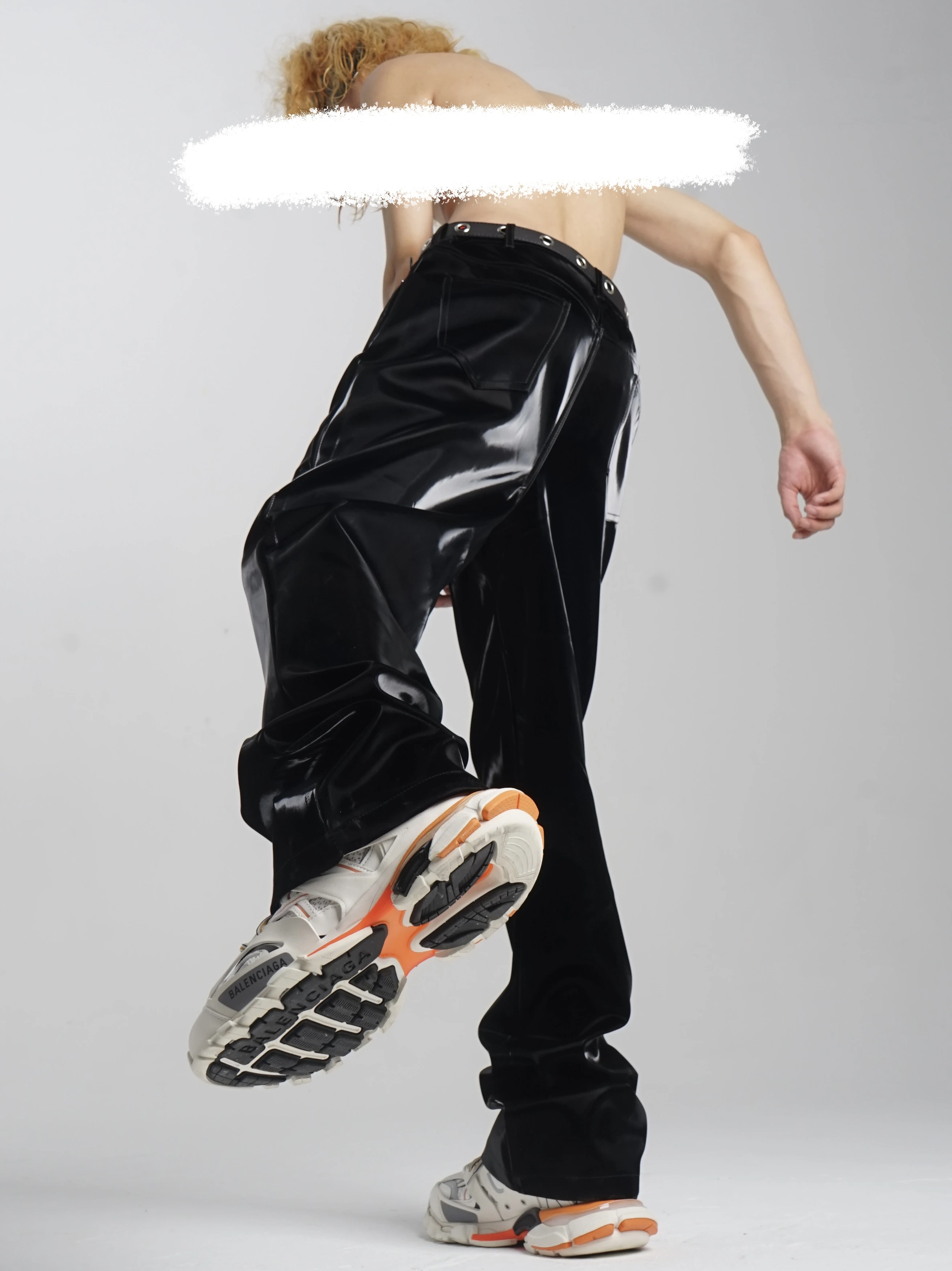 27-46 Dj Men Women's Clothing Hair Stylist Catwalk Hip Hop Black Liquid Pu Straight Punk Leather Pants Plus Size Costumes