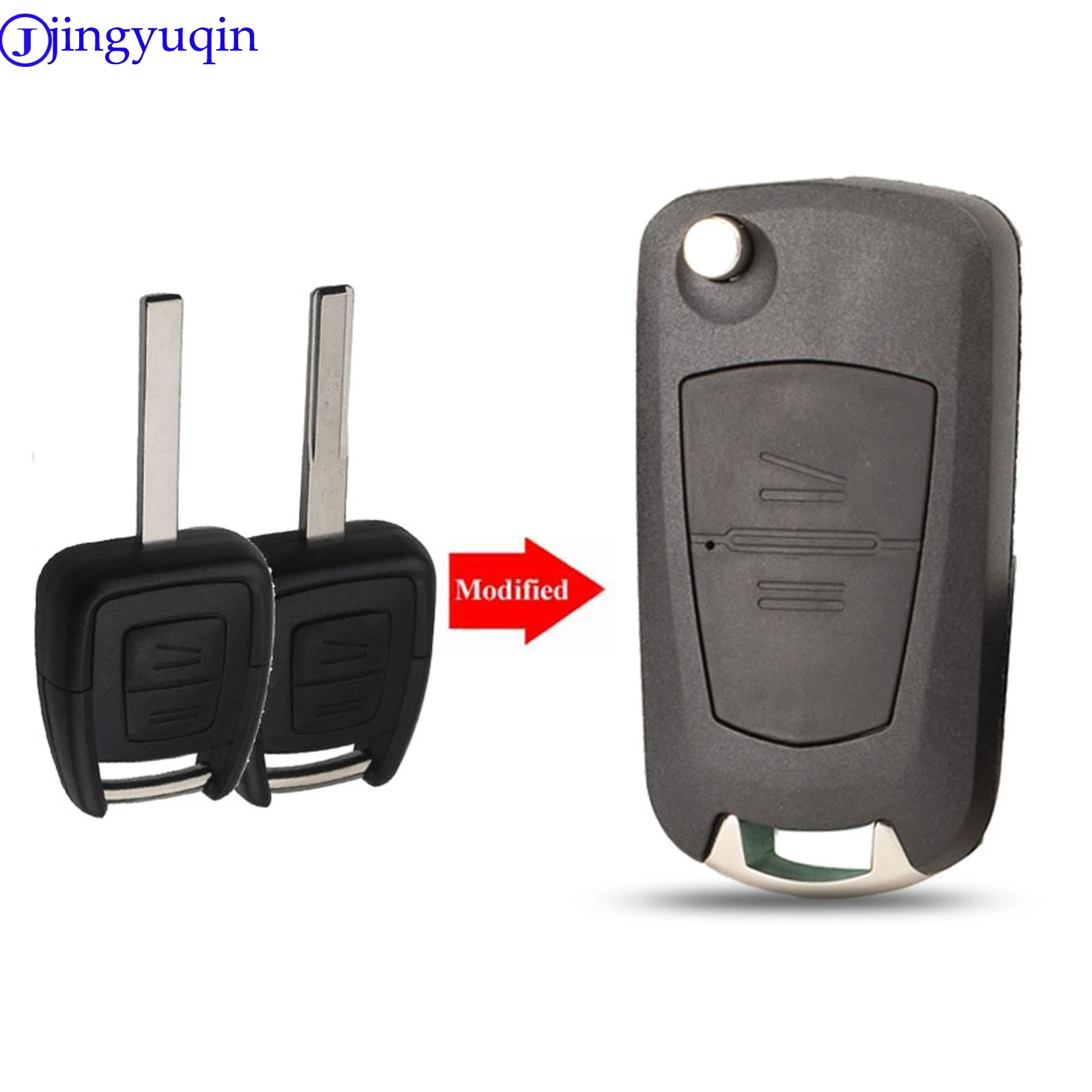 Jingyuqin 2 Pulsanti Modificato Filp Pieghevole Caso Chiave Per Opel Corsa Astra Kadett Monza Montana Lama Hu100 Hu43