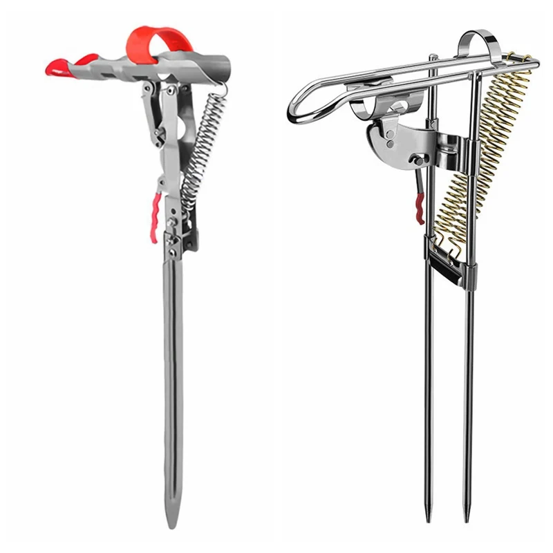 

Automatic Fishing Pole Bracket Fishing Rod Ground Mount Rack Steel High Strength Spring Outdoor Fish Pole Holder Fishing Gear