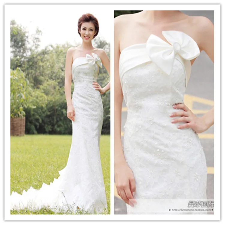 

mermaid with crystal 2018 new royal train Slim waist fish tail lace flower zipper type tube top bridal gown bridesmaid dress