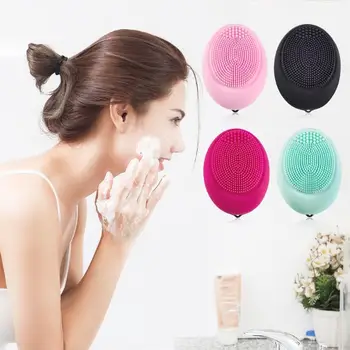 

Hot Electric Facial Cleansing Brush Silicone Sonic Vibration Mini Cleaner Deep Pore Cleaning Skin Massage face Cleansing Brush