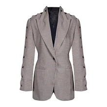 Personalized Plaid Suit Outerwear Trend 2020 New Splicing Blazer Women's Two-piece Set Women Jackets and Coats