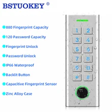 Fingerprint Sensor Door Access Control Waterproof Metal Backlit Keypad 880 Fingerprints 120 Password Users  Access Controller