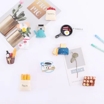 

Cute 3D Resin Fridge Magnets Cartoon Bread Egg Simulation Food Information Message Refrigerator Sticker Home Decoration
