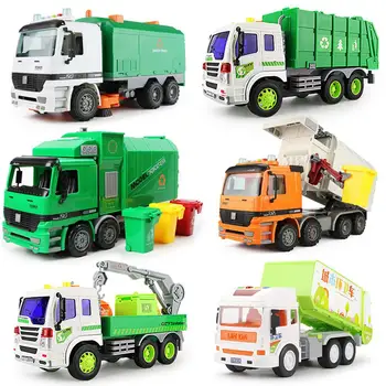 

Kuulee Children Large Sanitation Truck Garbage Truck Toy Car Simulation Inertia Engineering Vehicle Cleaning Car