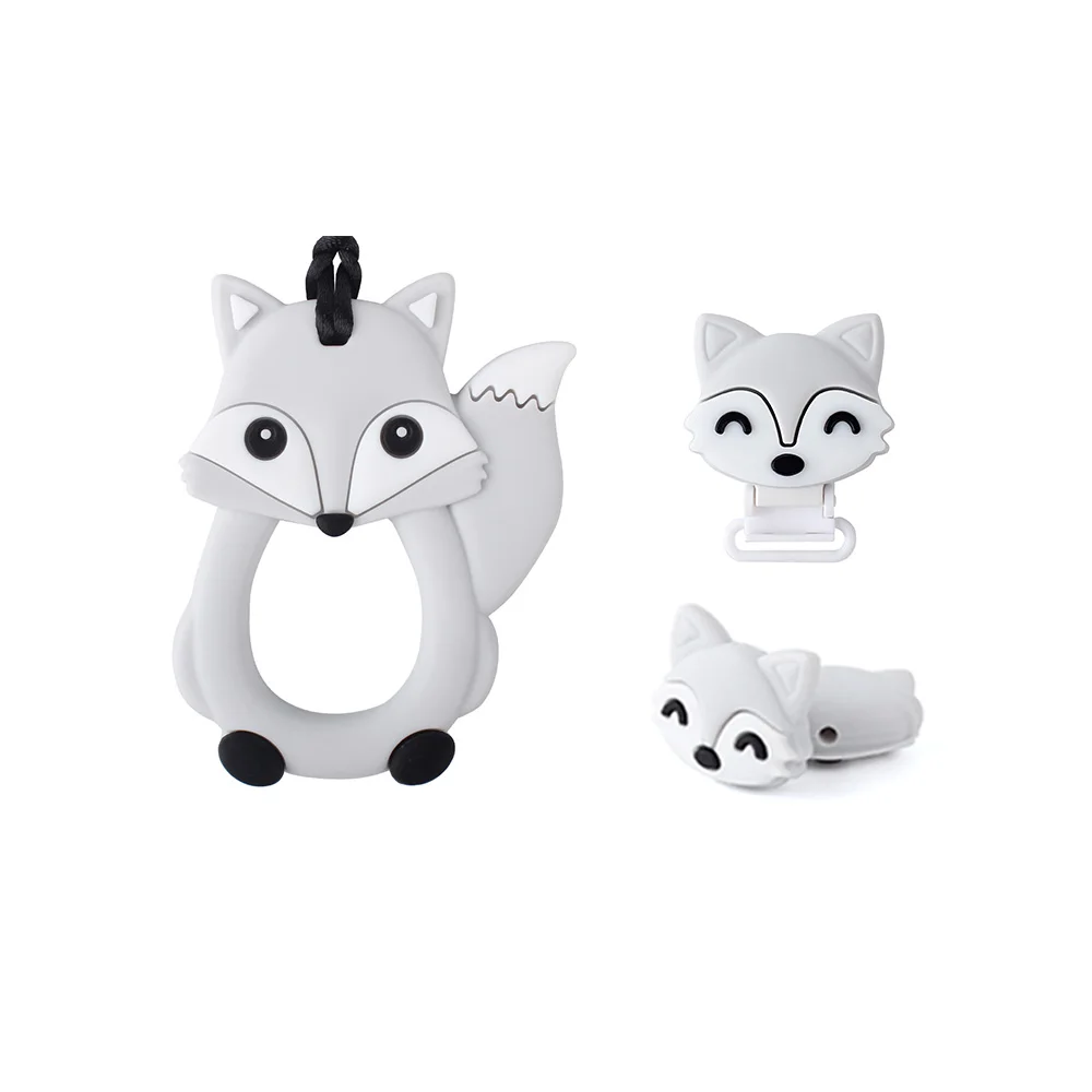 Teether Clip Beads 1 Грызуны Силиконовые Детские Прорезыватели мультфильм лиса Силиконовые бусы для прорезывания зубов игрушки DIY соска, зажимы для цепи Perle силиконовые детские товары - Цвет: Teether Clip Beads 1