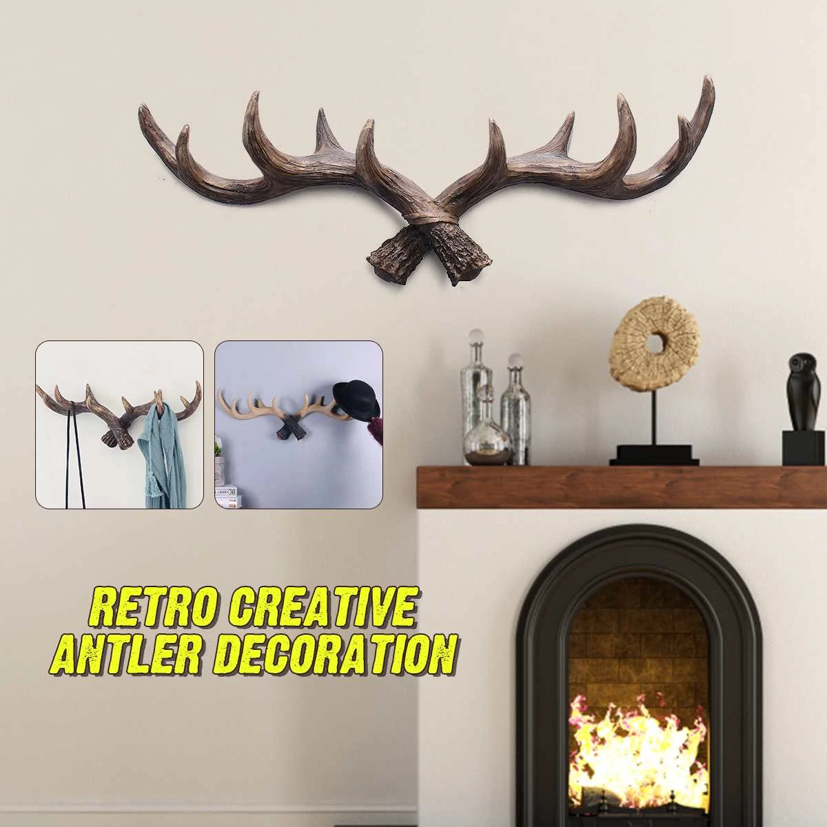 48x17cm 30x10cm Vintage Deer Antler Wall Mounted Coat Hooks Rack Rustic Home Decor Multi Purpose Wall Hooks Coat Keys Bags Hook Hooks Rails Aliexpress