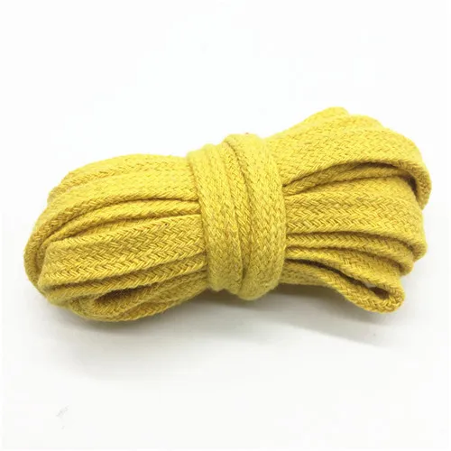 Yellow 2 м 10 мм хлопчатобумажная веревка, полый плоский витой шнур, многоцветная плетеная веревка на пояс, ручная работа, домашнее ремесло, сделай сам, штаны, украшение для обуви, кепки - Цвет: Yellow