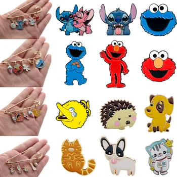 

Sesame Street ELMO/COOKIE-MONSTER Brooch Enamel pin Cute Animal Cat Dog Brooches&Pins Badges Pin Jewelry Gift