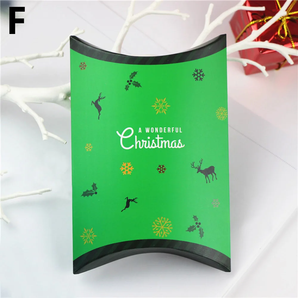 5 шт. коробка в форме подушки картон коробки для конфет Рождественский подарок мешочек Рождественская елка Лось крафт подарочная сумка вечерние принадлежности аксессуары - Цвет: F
